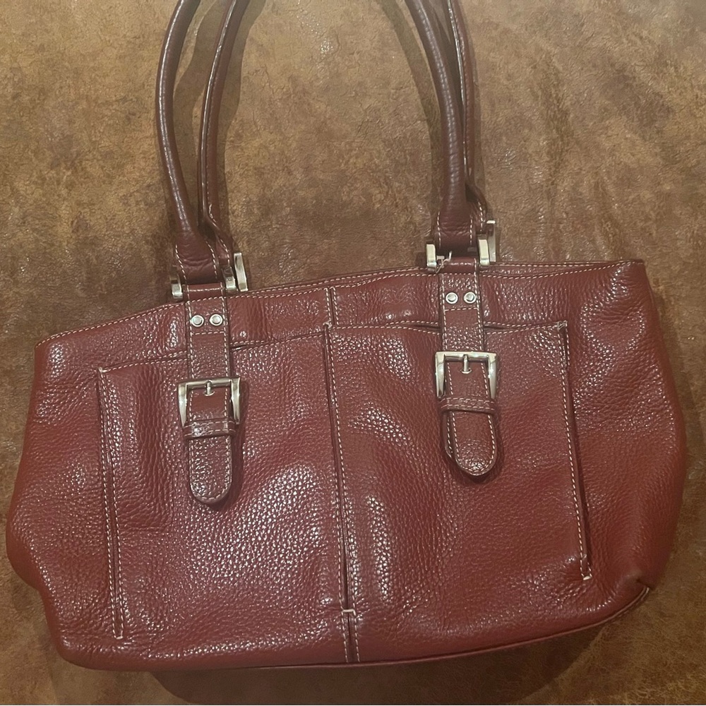 Tignanello pebbled burgundy tote